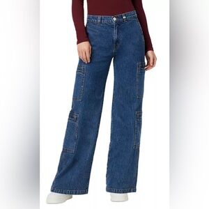 Hudson Jeans High Rise Wide Leg Cargo Jeans in Wonderland